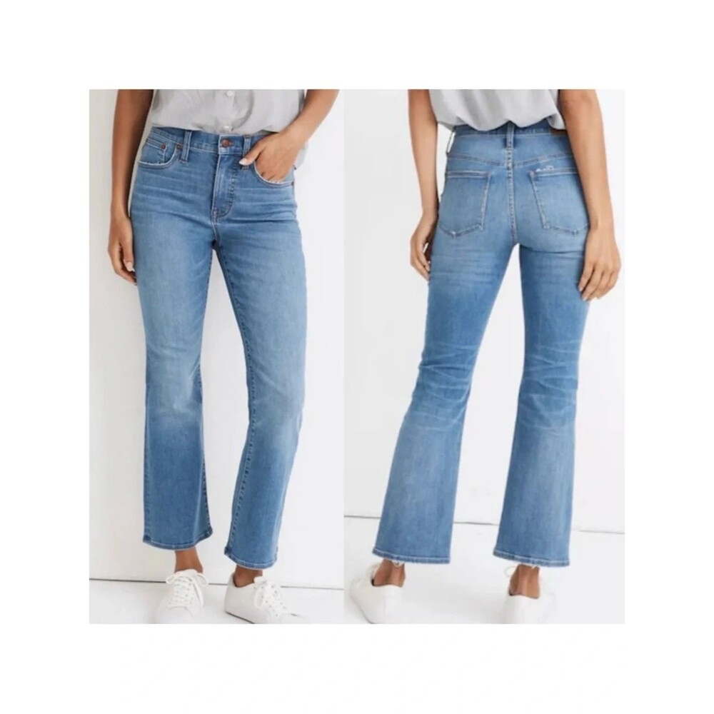 Madewell Cali Demi Boot High Rise Jeans Size 28 Button Fly Stretch Crop Denim